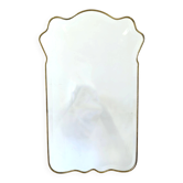 Vintage Shield Shaped Wall Mirror with Brass Frame and Beveled Glass, Italy
