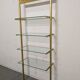 Modular shelf in glass and gilded aluminum from the 70-80s
