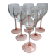 Set of 6 wine glasses with pink feet 70s