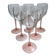 Set of 6 wine glasses with pink feet 70s
