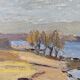Peinture à l’huile de paysage vintage suédoise moderne « Golden Meadows » du milieu du siècle, encadrée