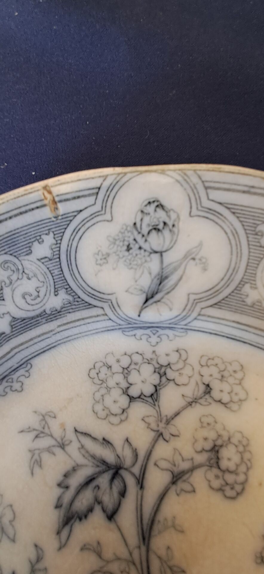 Assiettes en faïence anglaise. 19ème.  Grosvenor China