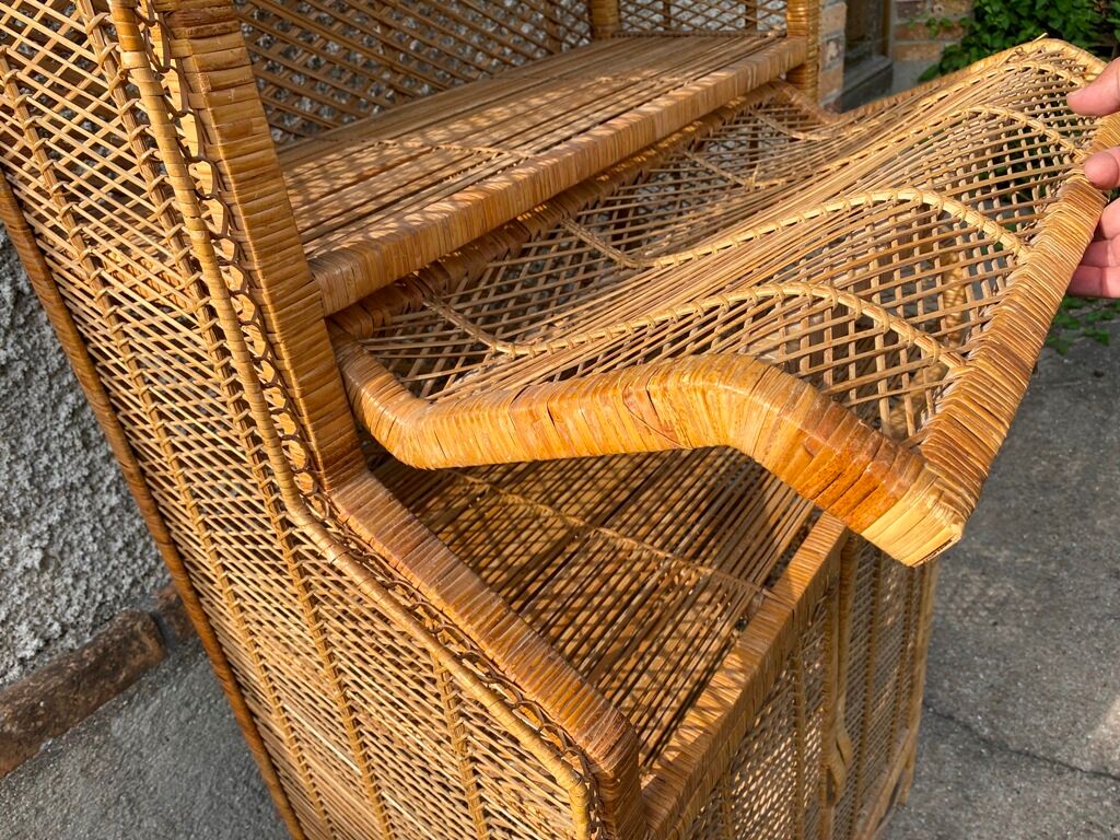 Cabinet library secretary wicker rattan year 60/70