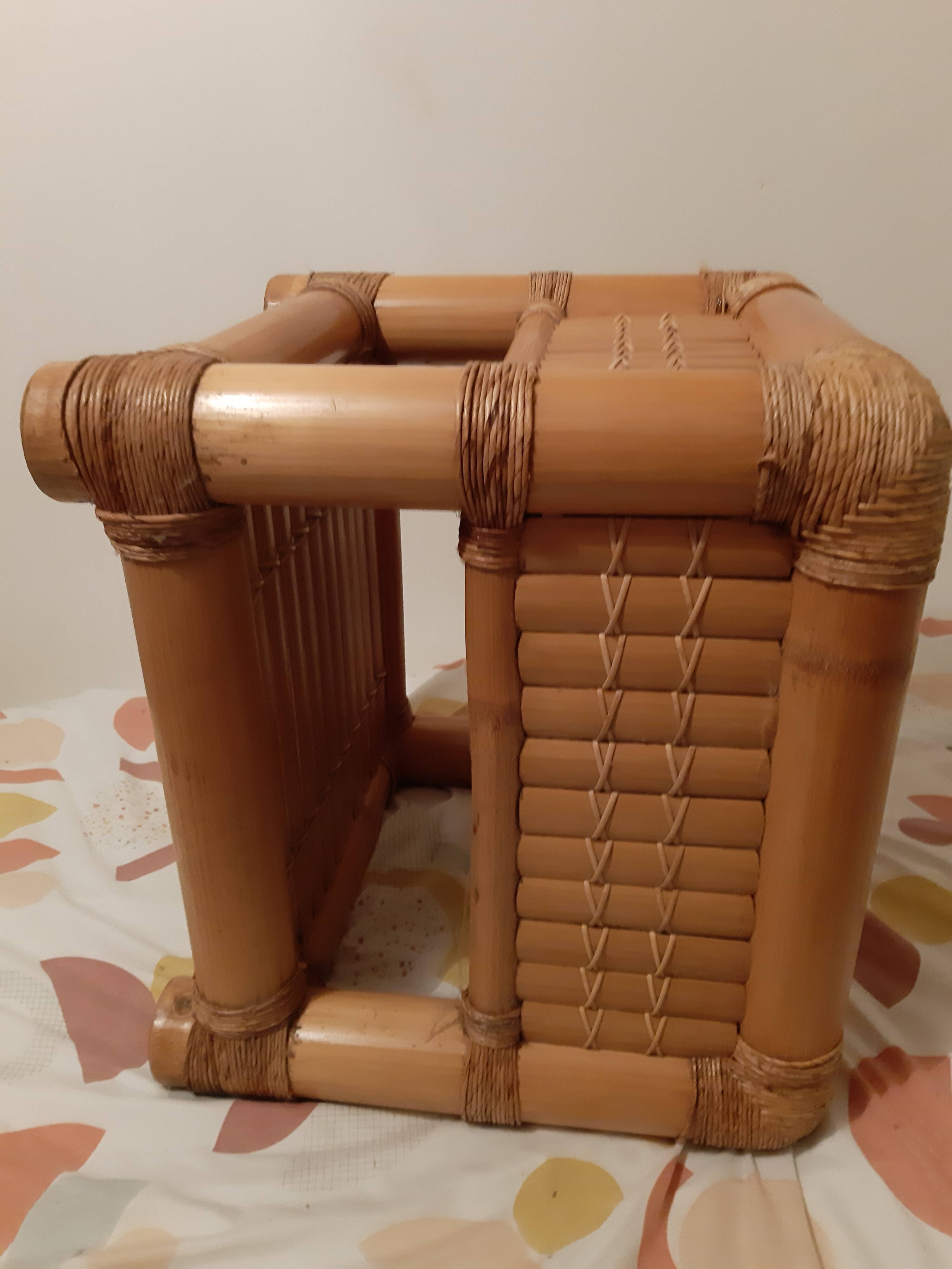 Vintage bamboo bedside table with drawer