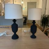 Paire de lampes bois noir mat