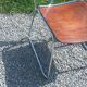 Pair of 1970s designer chairs in chrome metal and wood.