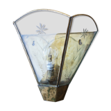 Handmade brass and engraved glass sconce