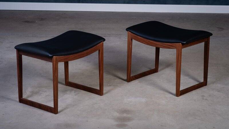 Vintage Teak Stools, Denmark, 1960s, Set of 2