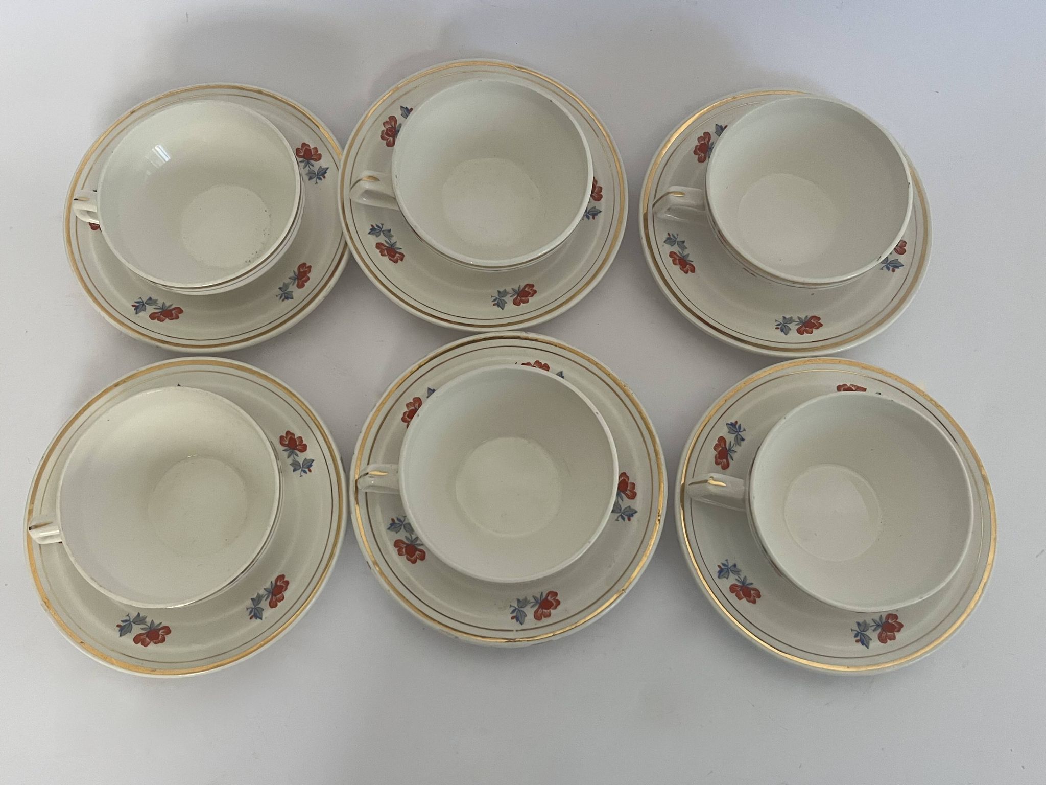 6 cups and saucers - Porcelor Babel Ceranord Saint Amand