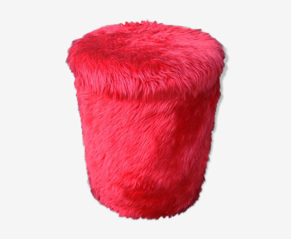 Pouf "moumoute" rouge