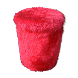 Pouf "moumoute" rouge