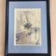 Tableau Les Bouquinistes signé H Tellier aquarelle
