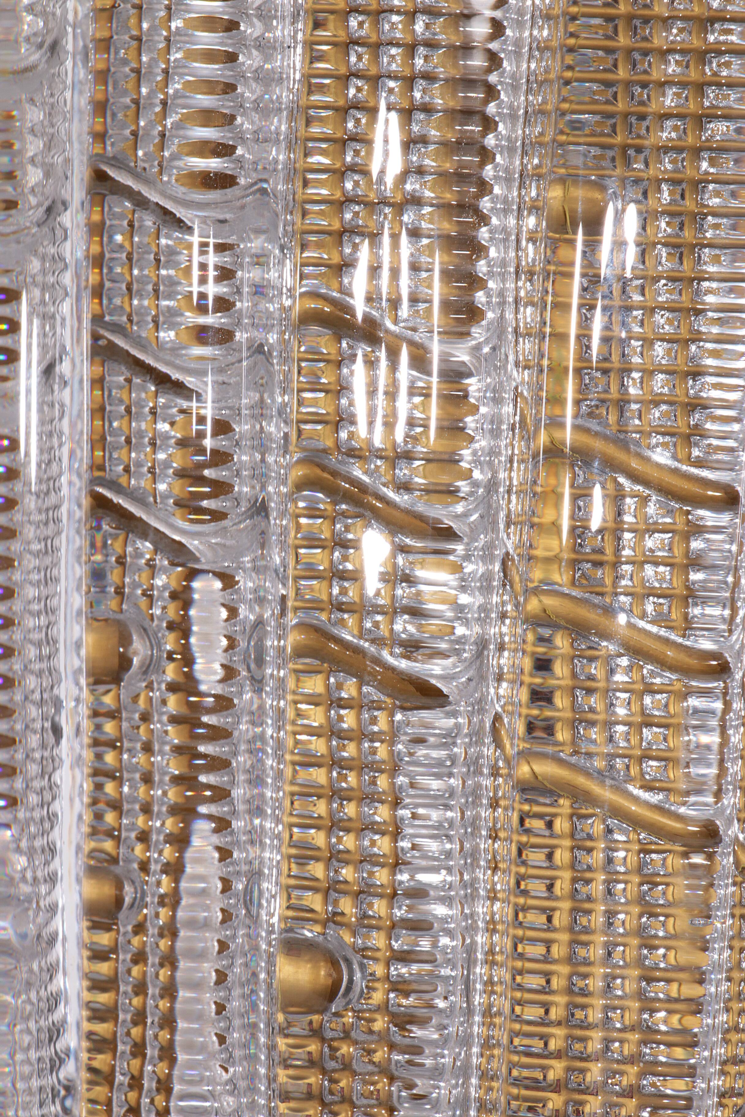 Orrefors Design XXL Wall lamps by Carl Fagerlund glass and brass, 1960s