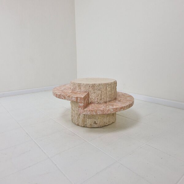 Round Mactan or Fossil Stone Coffee Table by Magnussen Ponte, 1980s