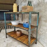 Industrial shelving unit sidetable kitchen rack pastel blue