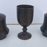 Bronze damasked covered pots Kadjar Afghanistan Persian Islamic art