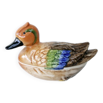 Vintage Earthenware Terrine Michel Caugant Duck Teal France