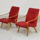 Pair of red armchairs 6953 by Jaroslav Smidek for Ton Bystrice Thonet 1960