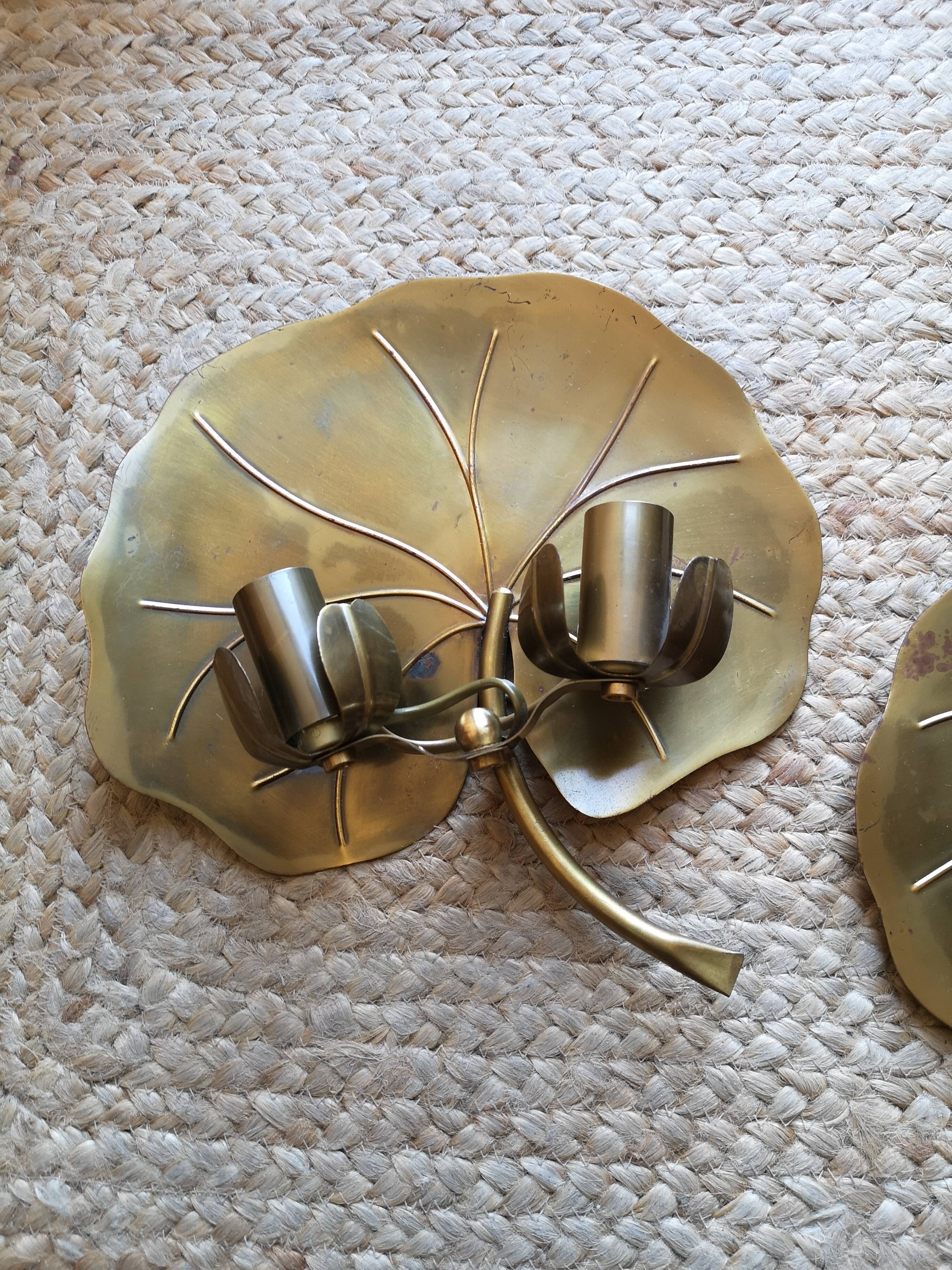 Set of 2 brass wall sconces