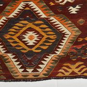 5x9 Dark Red & Cream Turkish Antique Kilim Rug, 150x271Cm