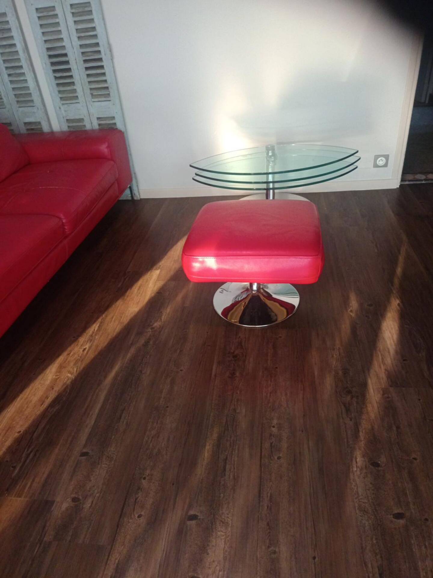 XXL Set Red Leather House - sofa, armchair and 2 poufs