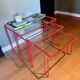 Red tubular nesting tables, 1970s, Set of 3