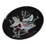 Coupe poisson en céramique émaillée, 1950s