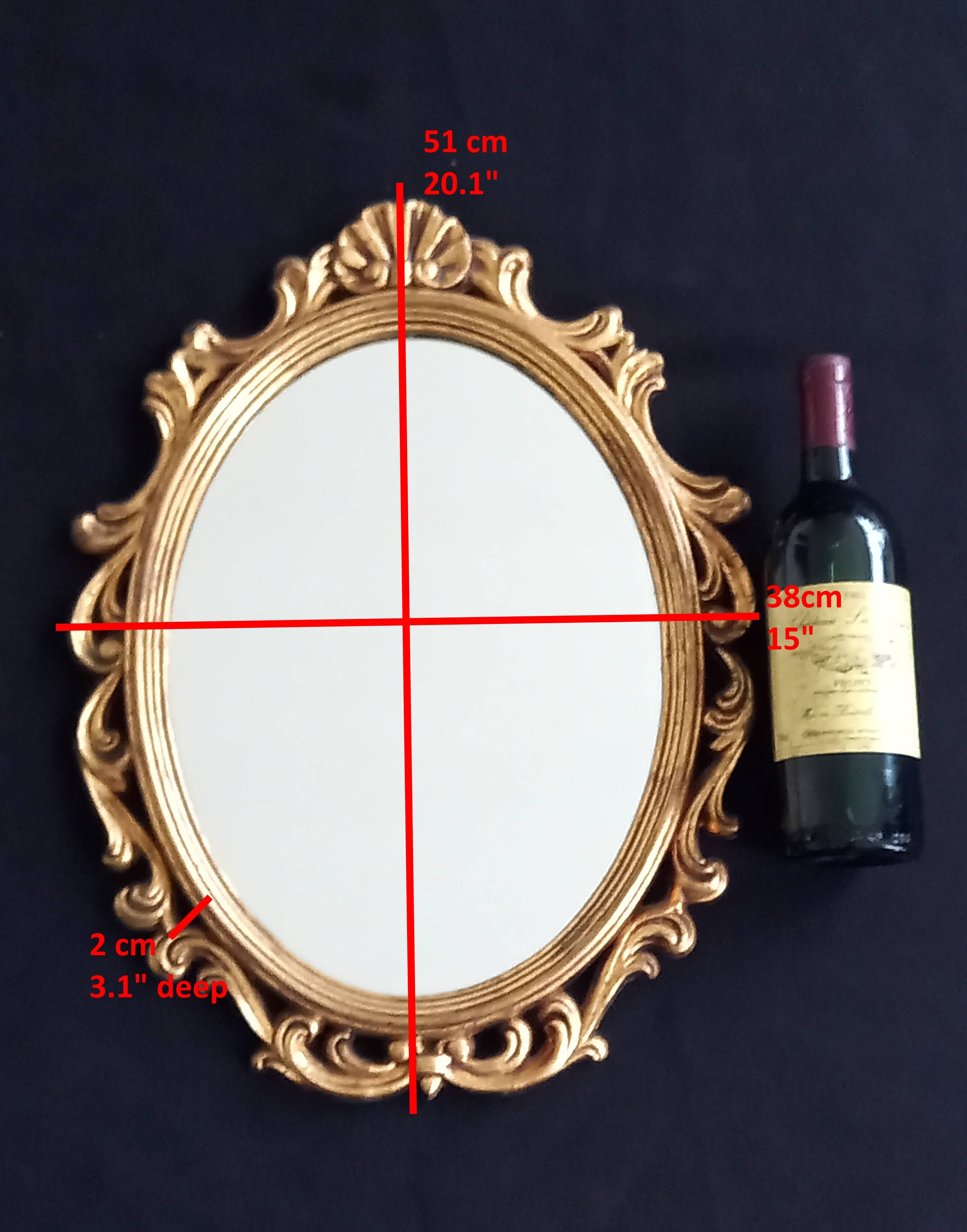 Louis xv golden wood style cartouche mirror