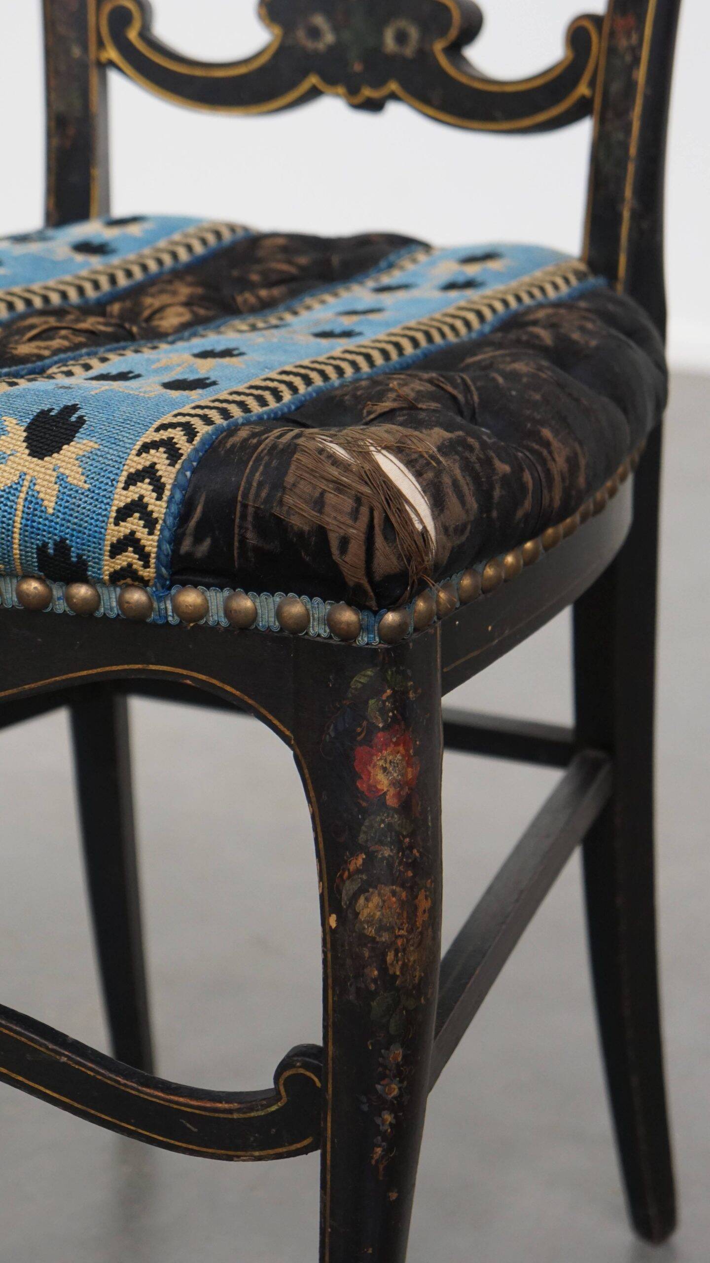 Antique French Napoleon III chair inlaid with mother-of-pearl