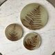 Ceramic trifle and coaster set / stoneware pottery signed 70s