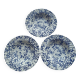Lot de 3 assiettes creuses en faïence anglaise