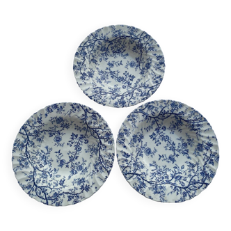 Lot de 3 assiettes creuses en faïence anglaise