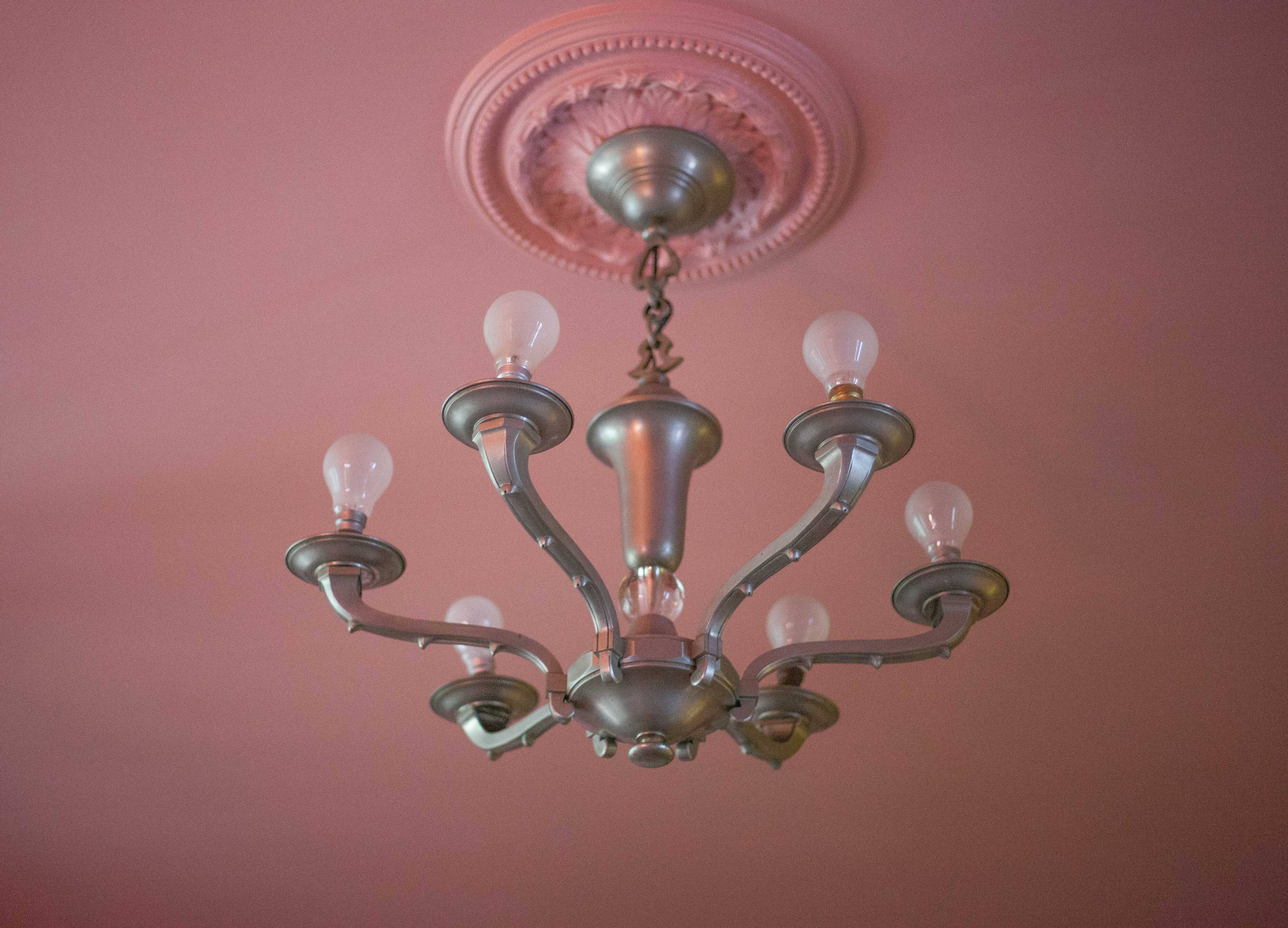 vintage 6-light chandelier, vintage suspension, ceiling lamp, interior decor
