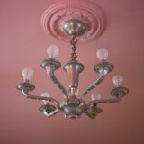 vintage 6-light chandelier, vintage suspension, ceiling lamp, interior decor