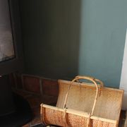 Vintage wicker log basket magazine holder