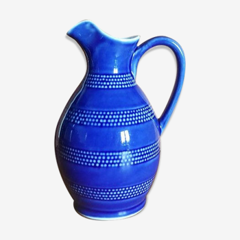 Vintage pitcher blue pattern blue peas 75cl