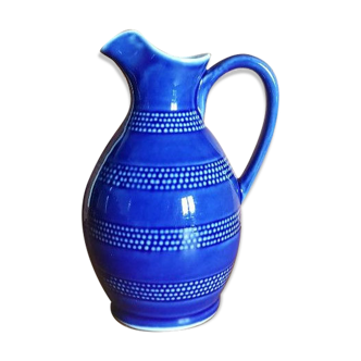 Vintage pitcher blue pattern blue peas 75cl