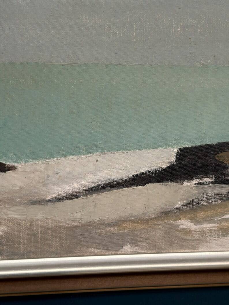 Large Original Swedish Oil on Canvas – 'Coastal Landscape' by Eric Cederberg (1897–1984) – Signed – vintage and framed – 36 × 87 cm (14.2 × 34.3 inches)
