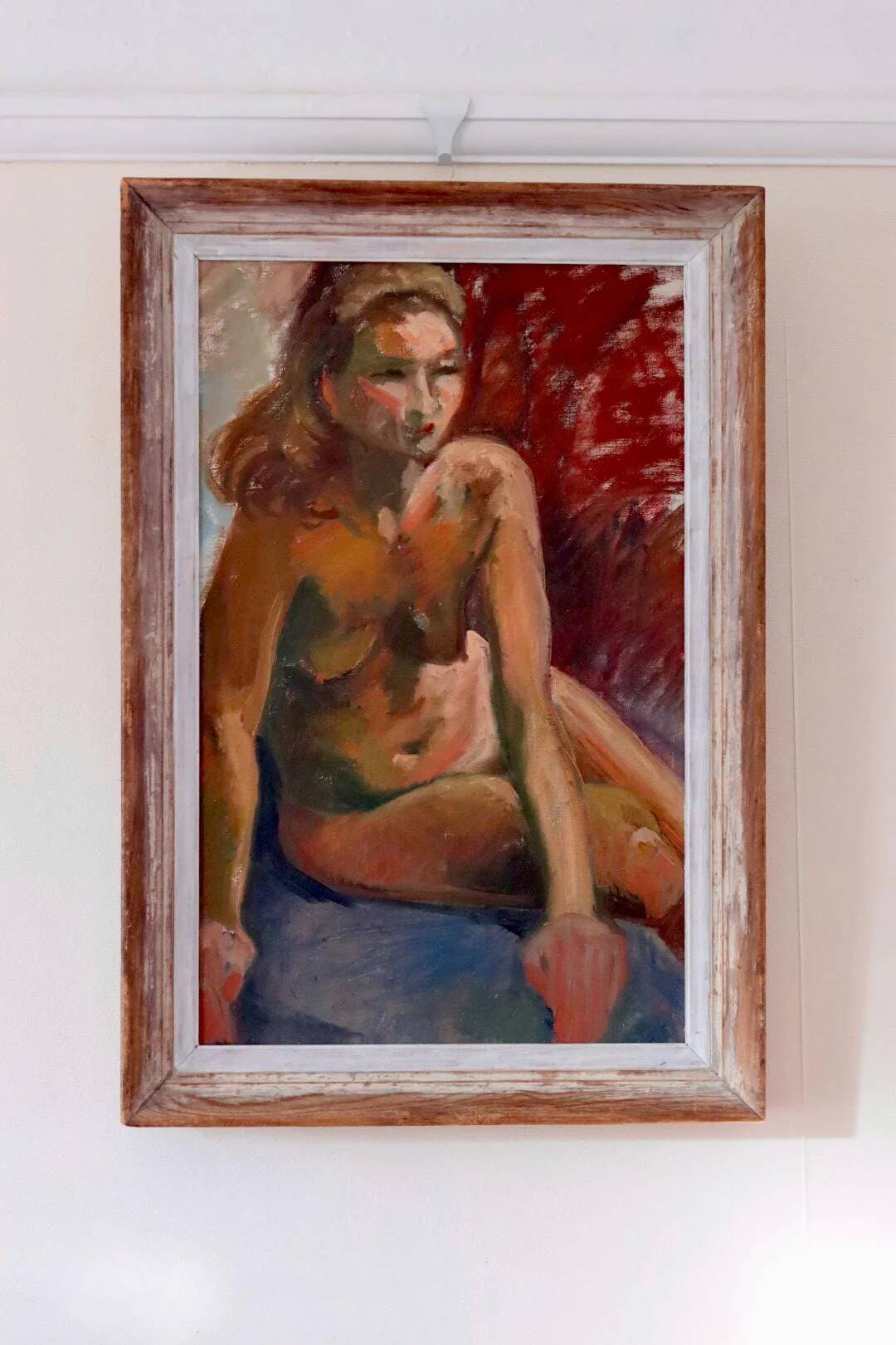 Mid-20th century original oil on canvas – nude woman