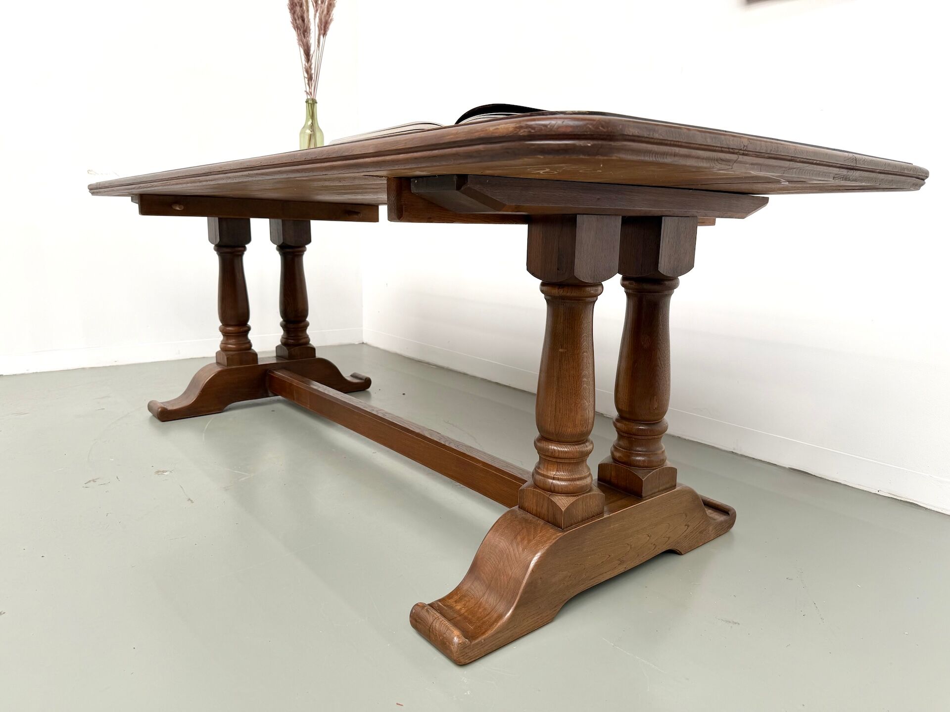 Table de ferme bourgeoise en chêne, années 50