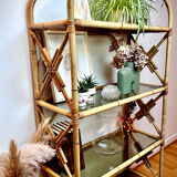 Rattan and glass shelf