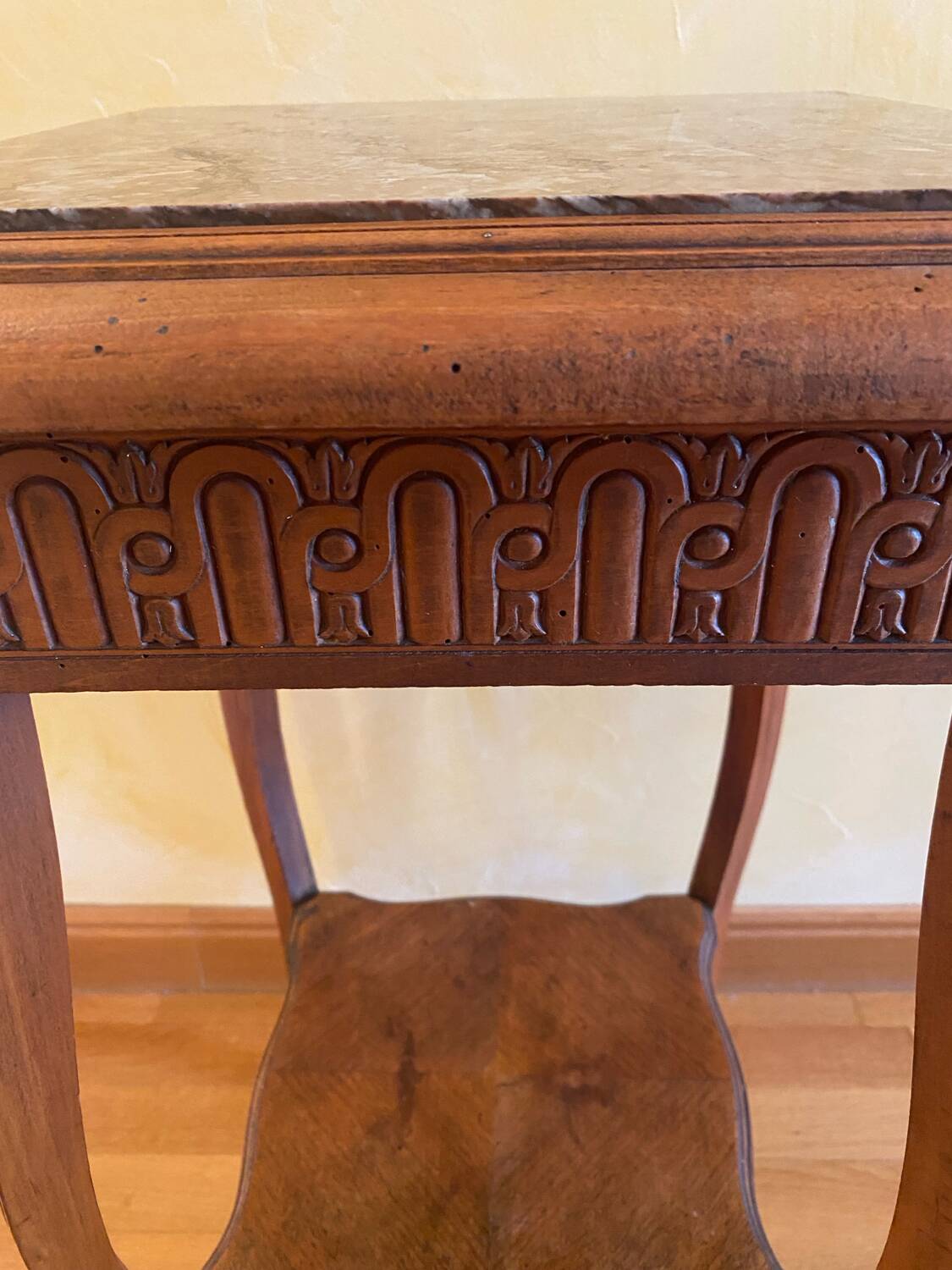 Antique carved wooden and marble console – late 19th century