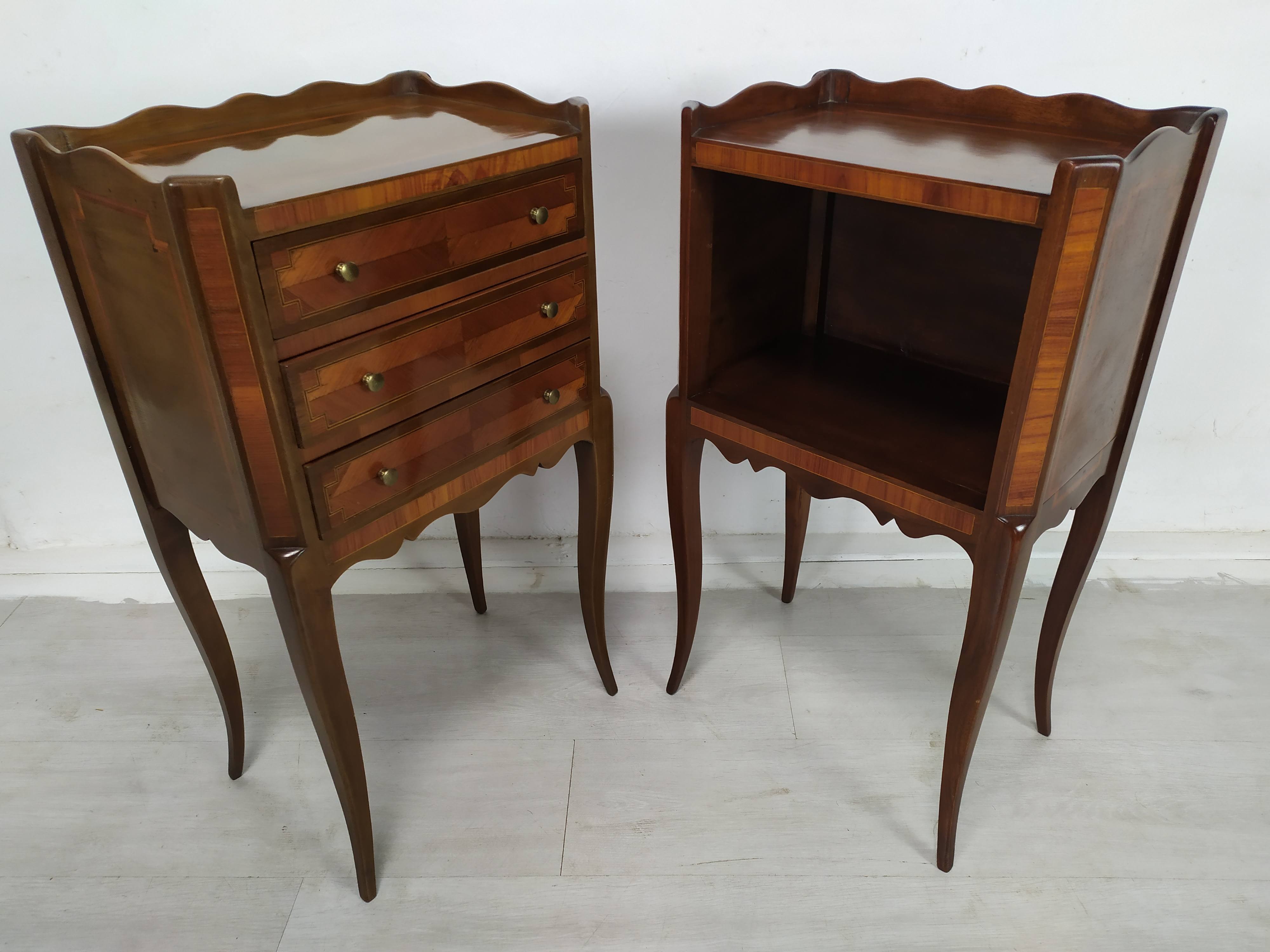 Marquetry bedside tables