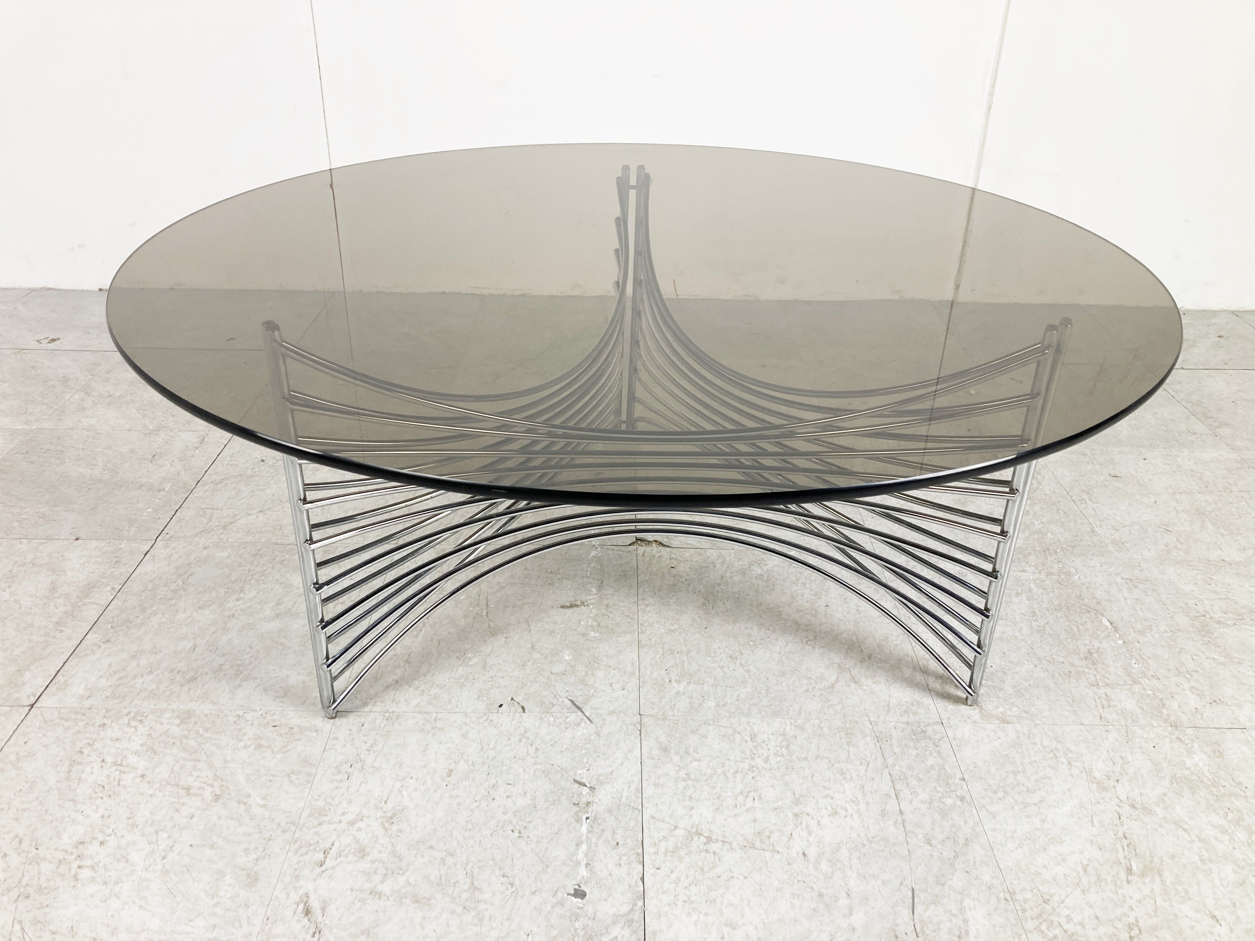 Space age chrome wire coffee table, 1970s
