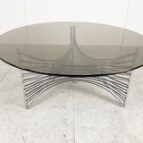 Table basse en fil de chrome de l’ère spatiale, années 1970