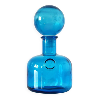 Bottle - Italian carafe Empoli blue fleur de lys 1960