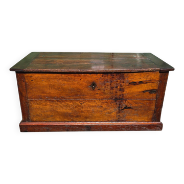 Large rustic antique chest made of solid wood – 19th century