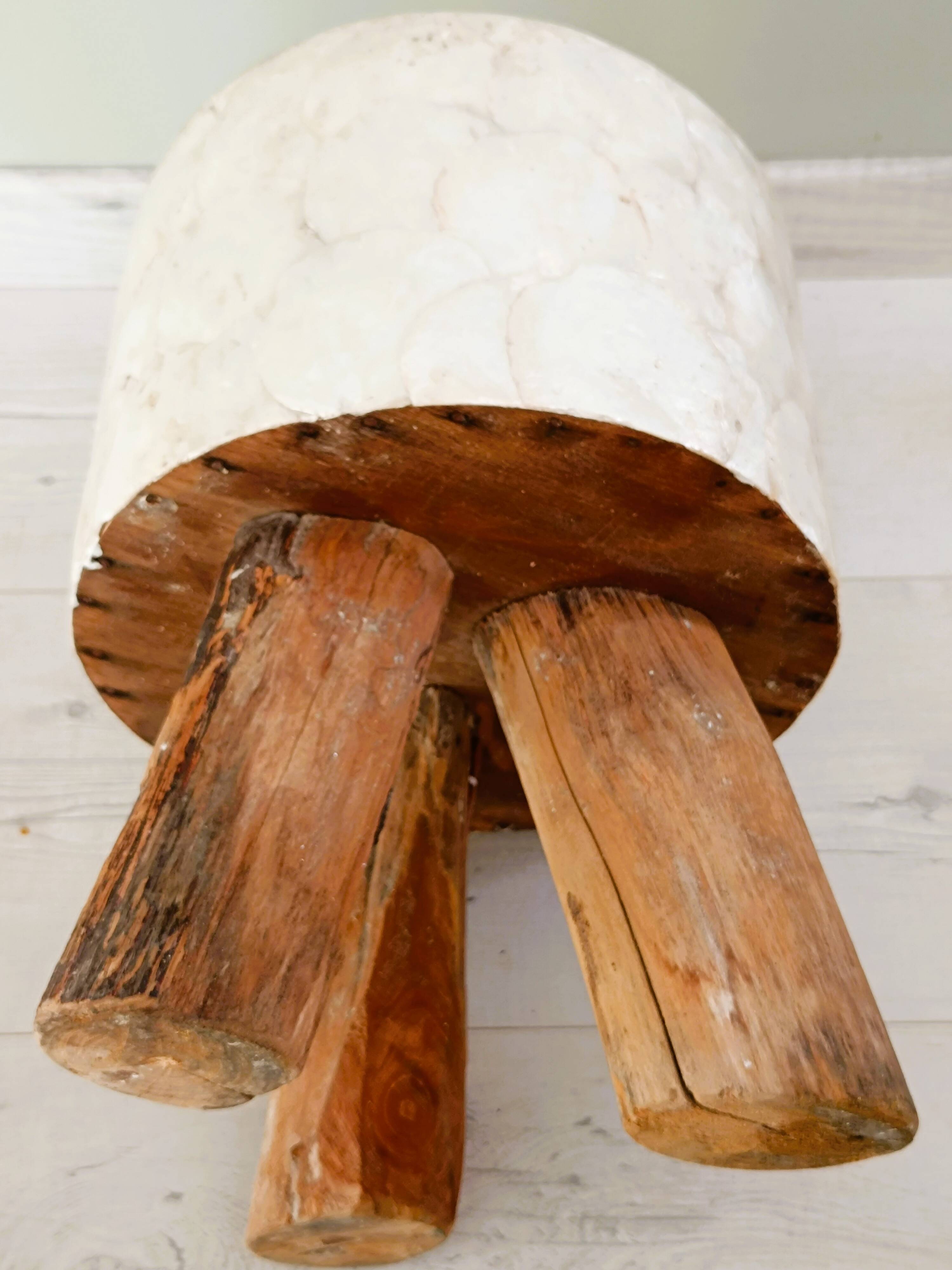 Capiz Tripod Round Stool