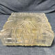 Vintage Flush Mount Square Glass Ceiling Lamp, Sunburst Motif