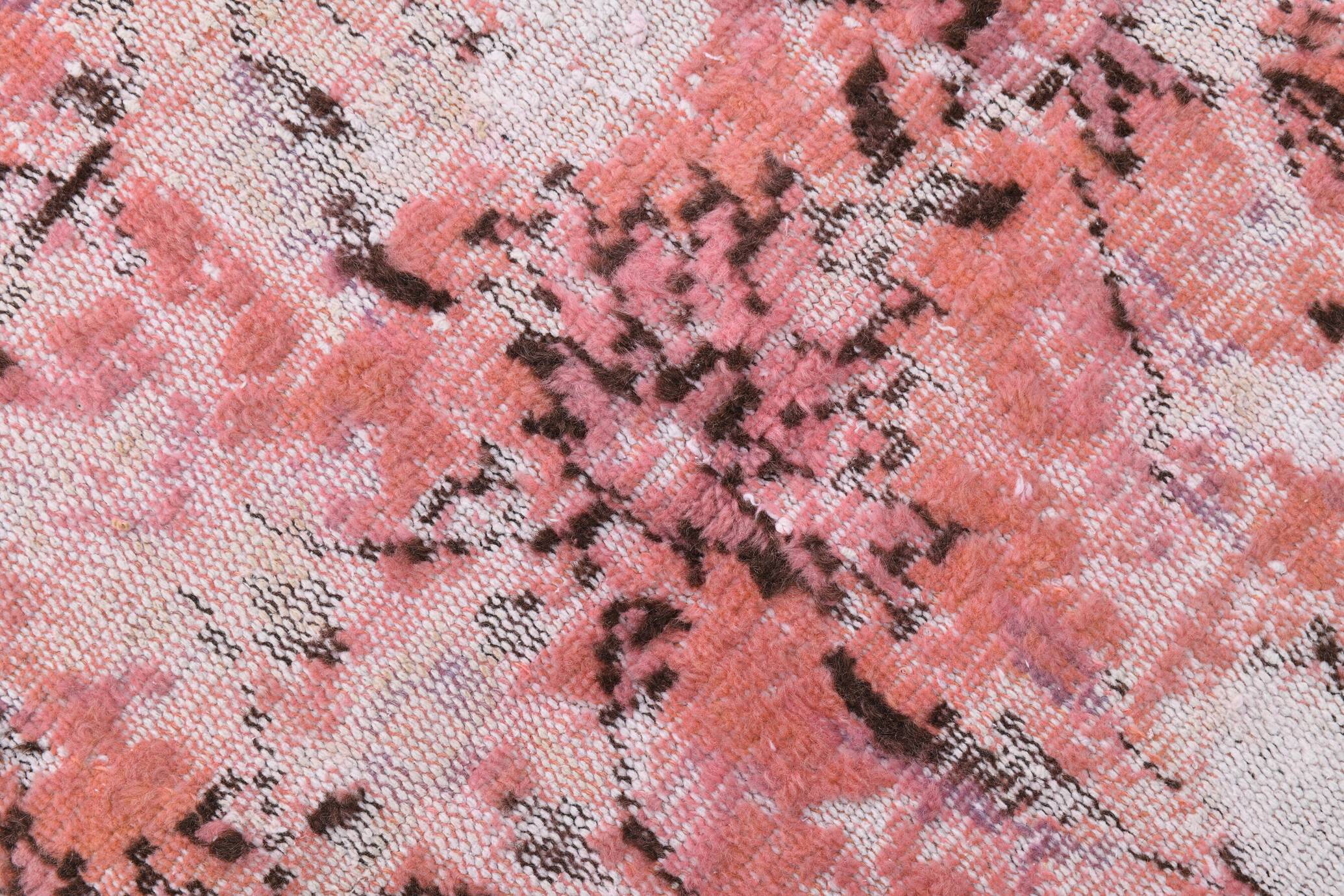 pink overdye turkish vintage carpet  , pink vintage distressed vintage rug.